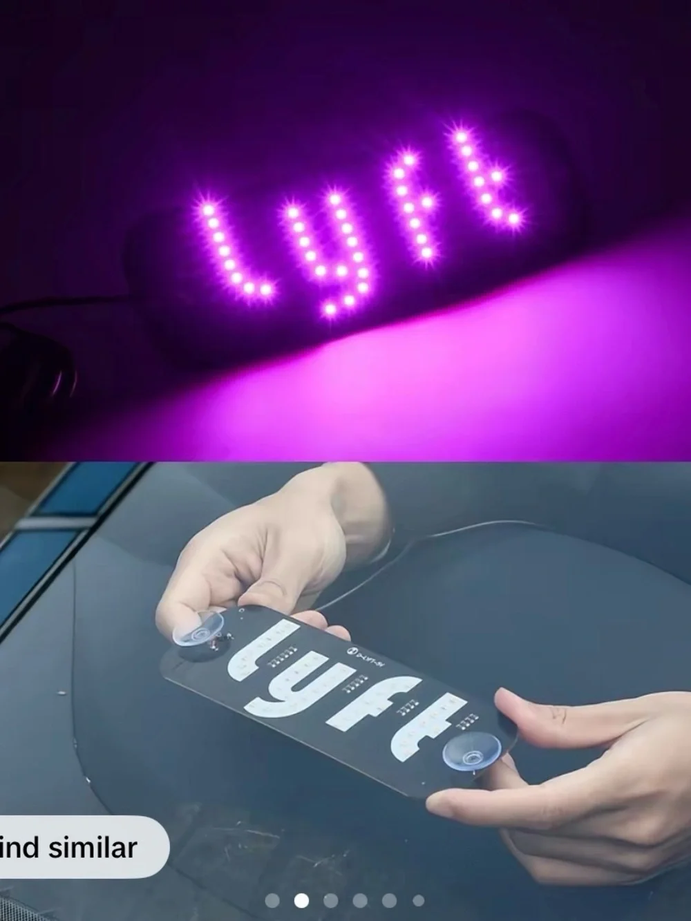 Lyft LED Car Sign Light - USB Powered, High Brightness Purple Glow Display Lamp
